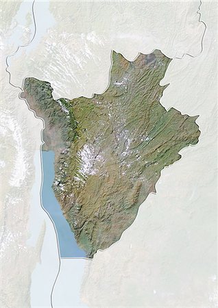 Burundi, Satellite Image With Bump Effect, With Border and Mask Foto de stock - Con derechos protegidos, Código: 872-06054184