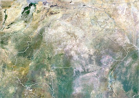 Burkina Faso, True Colour Satellite Image With Border Stock Photo - Rights-Managed, Code: 872-06054181