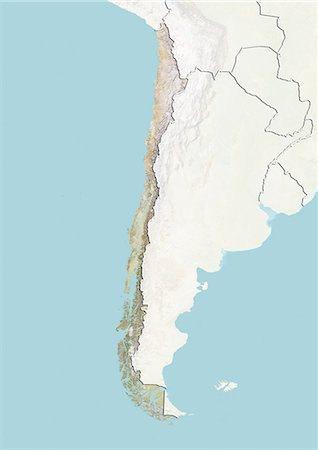 simsearch:872-06160334,k - Chile, Relief Map With Border and Mask Stock Photo - Rights-Managed, Code: 872-06054214