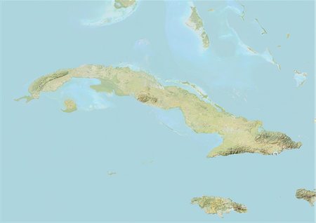 simsearch:872-08689414,k - Cuba, Relief Map With Border Foto de stock - Con derechos protegidos, Código: 872-06054245