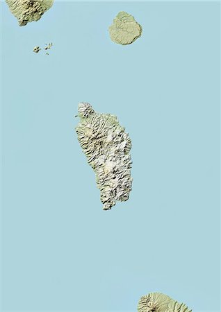 simsearch:872-06054563,k - Dominica, Relief Map With Border Foto de stock - Con derechos protegidos, Código: 872-06054269