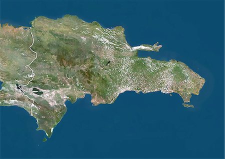 saint domingue - République dominicaine, Image Satellite couleur vraie avec bordure Photographie de stock - Rights-Managed, Code: 872-06054275