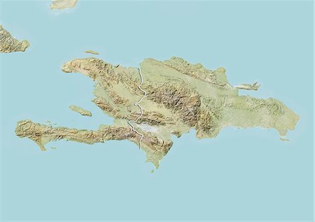 Dominican Republic and Haiti, Relief Map With Border Foto de stock - Con derechos protegidos, Código: 872-06054277