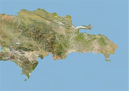 saint domingue - République dominicaine, Image Satellite avec effet de relief, avec bordure Photographie de stock - Rights-Managed, Code: 872-06054273