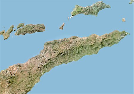 Timor oriental, Image Satellite avec effet de relief, avec bordure Photographie de stock - Rights-Managed, Code: 872-06054285