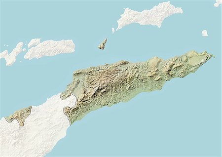 Timor oriental, carte de Relief avec bordure et masque Photographie de stock - Rights-Managed, Code: 872-06054282