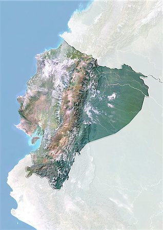 Ecuador, Satellite Image With Bump Effect, With Border and Mask Stock Photo - Rights-Managed, Code: 872-06054290