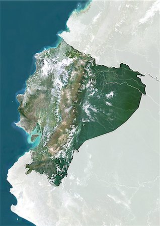 Ecuador, True Colour Satellite Image With Border and Mask Stock Photo - Rights-Managed, Code: 872-06054292