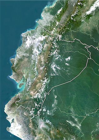 Ecuador, True Colour Satellite Image With Border Stock Photo - Rights-Managed, Code: 872-06054293