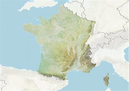 Frankreich, Reliefkarte mit Rahmen und Maske Stockbilder - Lizenzpflichtiges, Bildnummer: 872-06054336