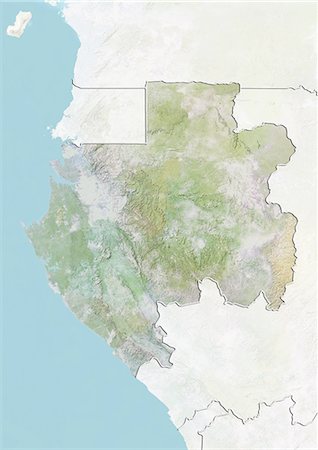 simsearch:872-06054626,k - Gabon, Relief Map With Border and Mask Stock Photo - Rights-Managed, Code: 872-06054342