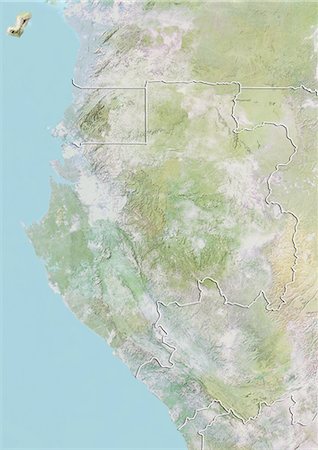 simsearch:872-06054626,k - Gabon, Relief Map With Border Stock Photo - Rights-Managed, Code: 872-06054343