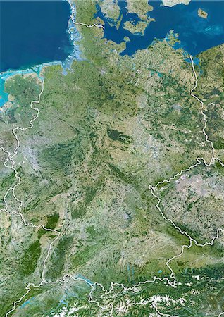stuttgart - Allemagne, Image Satellite couleur vraie avec bordure Photographie de stock - Rights-Managed, Code: 872-06054359