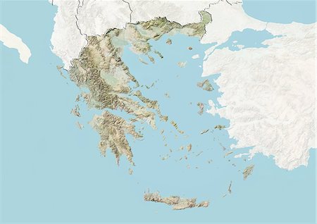 simsearch:872-06160368,k - Greece, Relief Map With Border and Mask Stock Photo - Rights-Managed, Code: 872-06054364