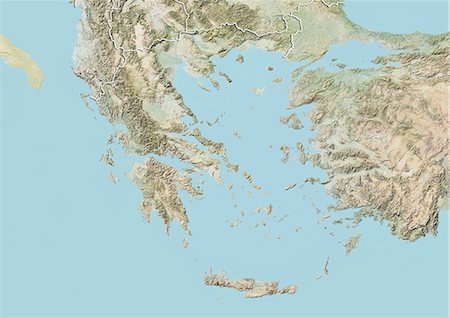 péloponnèse - Grèce, carte de Relief avec bordure Photographie de stock - Rights-Managed, Code: 872-06054365