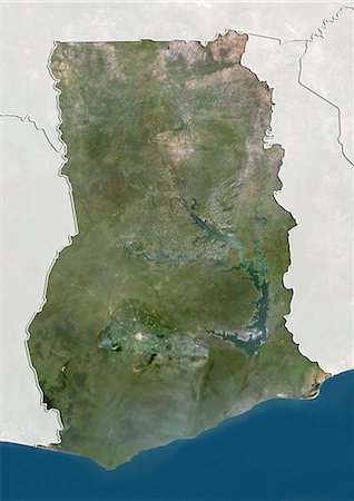 simsearch:872-06160292,k - Ghana, True Colour Satellite Image With Border and Mask Stock Photo - Rights-Managed, Code: 872-06054362