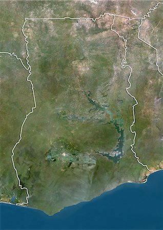 simsearch:872-06054360,k - Ghana, Image Satellite couleur vraie avec bordure Photographie de stock - Rights-Managed, Code: 872-06054363