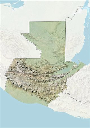 santa maria - Guatemala, Relief Map With Border and Mask Foto de stock - Con derechos protegidos, Código: 872-06054373