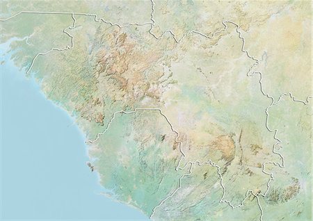 simsearch:872-06160292,k - Guinea, Relief Map With Border Stock Photo - Rights-Managed, Code: 872-06054380