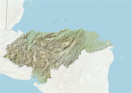 simsearch:872-06160300,k - Honduras, Relief Map With Border and Mask Foto de stock - Con derechos protegidos, Código: 872-06054400