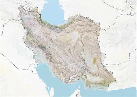 Iran, Relief Map With Border and Mask Stock Photo - Rights-Managed, Code: 872-06054419
