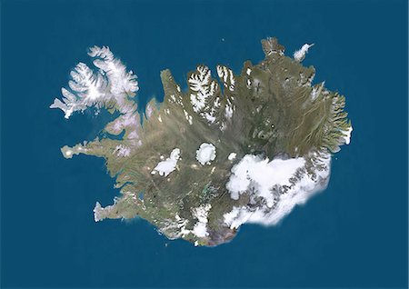 satellite image volcanoes - Islande, Image Satellite de la couleur vraie Photographie de stock - Rights-Managed, Code: 872-06054410