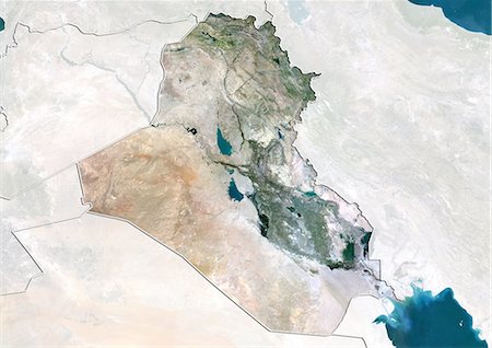 simsearch:872-06055688,k - Iraq, True Colour Satellite Image With Border and Mask Stock Photo - Rights-Managed, Code: 872-06054427