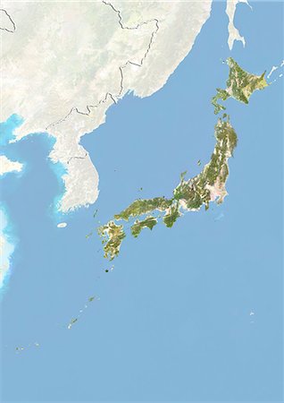 simsearch:872-08689448,k - Le Japon, le Satellite Image avec effet de relief, avec bordure et masque Photographie de stock - Rights-Managed, Code: 872-06054456