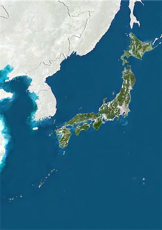 simsearch:872-06055410,k - Japan, True Colour Satellite Image With Border and Mask Fotografie stock - Rights-Managed, Codice: 872-06054457