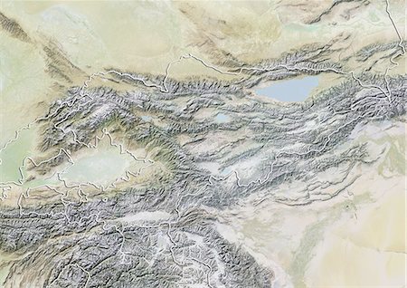 simsearch:872-06160332,k - Kyrgyzstan, Relief Map With Border Stock Photo - Rights-Managed, Code: 872-06054486