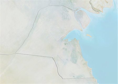 simsearch:872-06055844,k - Kuwait, Relief Map With Border Foto de stock - Con derechos protegidos, Código: 872-06054480