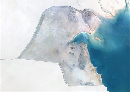 simsearch:872-06055682,k - Kuwait, True Colour Satellite Image With Border and Mask Stock Photo - Rights-Managed, Code: 872-06054483