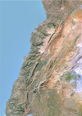 Lebanon, Satellite Image With Bump Effect, With Border Foto de stock - Con derechos protegidos, Código: 872-06054504