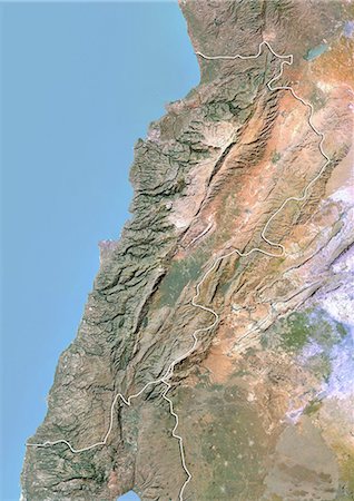 simsearch:872-06054588,k - Liban, Image Satellite avec effet de relief, avec bordure Photographie de stock - Rights-Managed, Code: 872-06054504