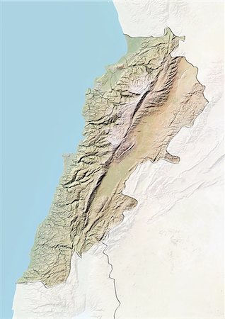 simsearch:872-08689425,k - Lebanon, Relief Map With Border and Mask Stock Photo - Rights-Managed, Code: 872-06054501