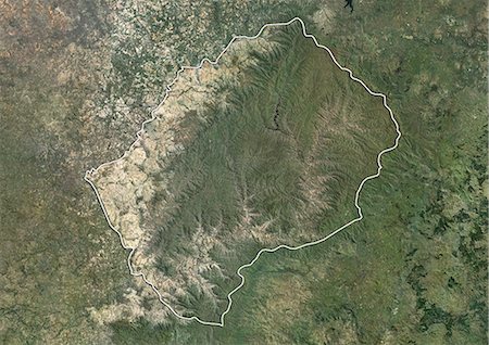 Lesotho, True Colour Satellite Image With Border Foto de stock - Con derechos protegidos, Código: 872-06054512