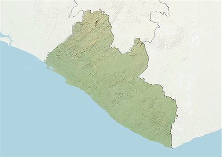 simsearch:872-06160292,k - Liberia, Relief Map With Border and Mask Stock Photo - Rights-Managed, Code: 872-06054513