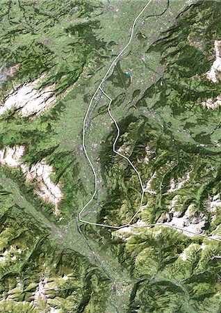 simsearch:872-06054799,k - Liechtenstein, True Colour Satellite Image With Border Foto de stock - Con derechos protegidos, Código: 872-06054526