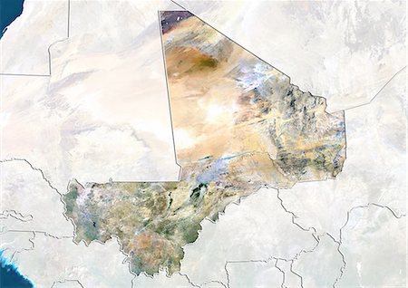 simsearch:872-06054519,k - Mali, True Colour Satellite Image With Border and Mask Foto de stock - Con derechos protegidos, Código: 872-06054554