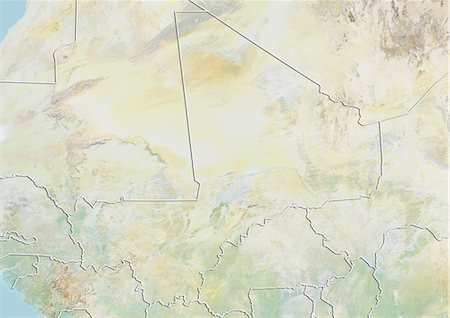 simsearch:872-06054519,k - Mali, Relief Map With Border Stock Photo - Rights-Managed, Code: 872-06054553