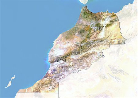 simsearch:872-06054623,k - Morocco, Satellite Image With Bump Effect, With Border and Mask Stock Photo - Rights-Managed, Code: 872-06054586