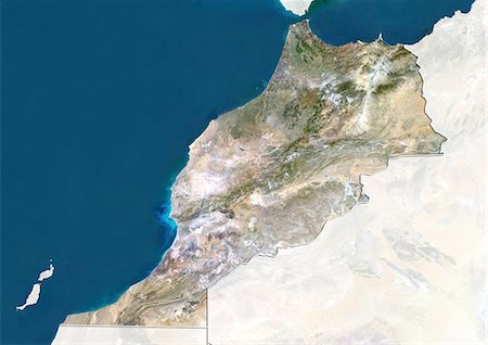 simsearch:872-06160334,k - Morocco, True Colour Satellite Image With Border and Mask Stock Photo - Rights-Managed, Code: 872-06054587