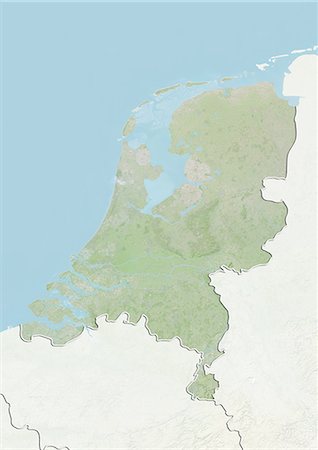 Netherlands, Relief Map With Border and Mask Stock Photo - Rights-Managed, Code: 872-06054608