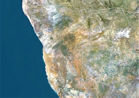 simsearch:872-06054520,k - Namibia, True Colour Satellite Image With Border Foto de stock - Con derechos protegidos, Código: 872-06054600