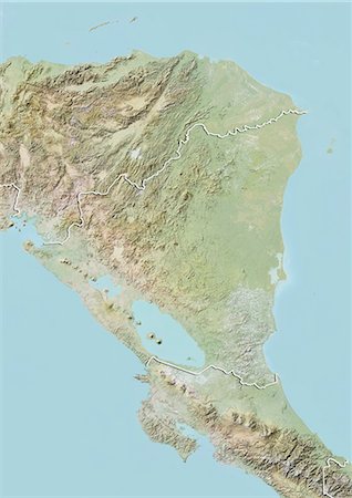 simsearch:872-06054275,k - Nicaragua, Relief Map With Border Stock Photo - Rights-Managed, Code: 872-06054616