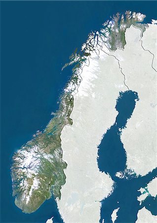 Norvège, True Image couleur Satellite avec bordure et masque Photographie de stock - Rights-Managed, Code: 872-06054637