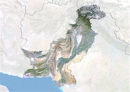 pakistán - Pakistan, Satellite Image With Bump Effect, With Border and Mask Foto de stock - Con derechos protegidos, Código: 872-06054645