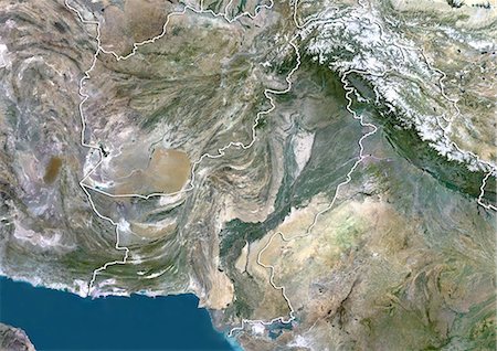 Pakistan, True Colour Satellite Image With Border Stock Photo - Rights-Managed, Code: 872-06054648