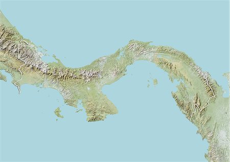 panama - Panama, Relief Map With Border Foto de stock - Con derechos protegidos, Código: 872-06054652