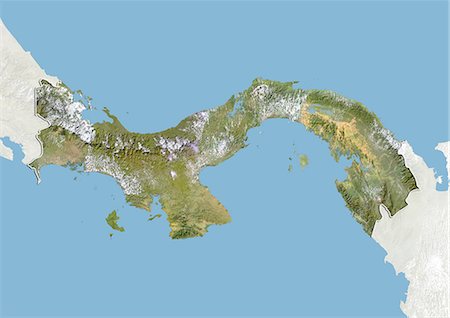 panama - Panama, Satellite Image With Bump Effect, With Border and Mask Foto de stock - Con derechos protegidos, Código: 872-06054653